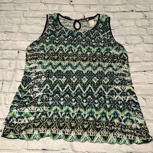 Dressy Blue & Green Patterned Top
